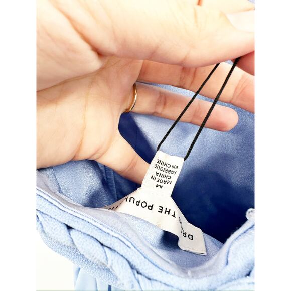 Dress The Population Aura Chiffon Halter Maxi Dress Blue M NWT - Picture 5 of 6